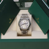 Rolex Day-Date II 218239 41mm 18k White Gold Silver Diamond-Set Dial Fluted Bezel