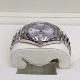 Rolex Day-Date II 218239 18k White Gold Fluted Bezel Rhodium Roman Dial 41mm