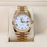 Rolex Day-Date 40 228238-0042 White Roman Dial Yellow Gold President Bracelet