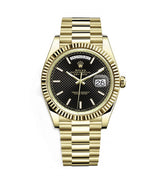 Rolex Day-Date 40 228348RBR-0004 Black Diagonal Motif Dial Diamond Bezel 18kt Yellow Gold President Bracelet 40mm