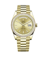 Rolex Day-Date 40 Ref. 228348RBR-0008 Champagne Dial Diamond Bezel 18kt Yellow Gold President Bracelet 40mm