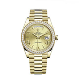 Rolex Day-Date 40 228348RBR-0003 Champagne Roman Dial Diamond Bezel 18kt Yellow Gold President Bracelet 40mm