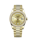 Rolex Day-Date 40 228348RBR-0002 Champagne Dial Diamond Bezel 18kt Yellow Gold President Bracelet 40mm