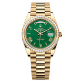 Rolex Day-Date 40 Reference 228348RBR-0040 Green Dial Yellow Gold President Watch