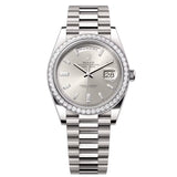 Rolex Day-Date 40 228349RBR-0001 Silver Diamond Dial White Gold President Bracelet