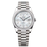 Rolex Day-Date 40 Reference 228349RBR-0046 White Mother-of-Pearl Diamond Dial White Gold President Bracelet