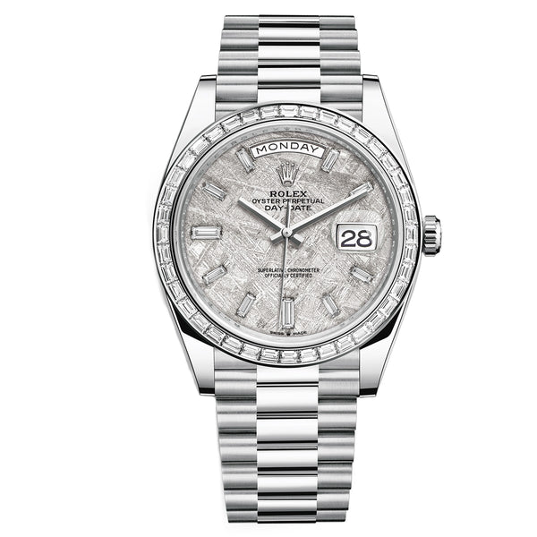 Rolex Day-Date 40 228396TBR-0027 Platinum Meteorite Diamond Dial and Bezel Watch