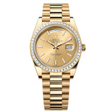 Rolex Day-Date 40 228398TBR-0007 Champagne Dial Diamond Bezel 18kt Yellow Gold President Watch