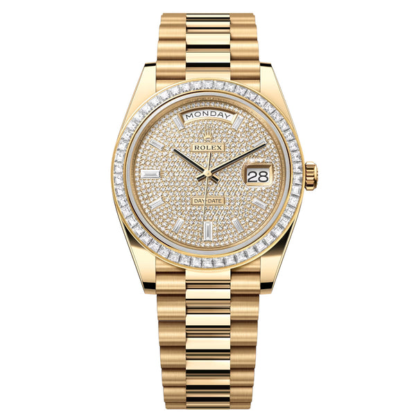 Rolex Day-Date 40 228398TBR-0036 Diamond-Paved Dial Yellow Gold President Watch