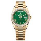 Rolex Day-Date 40 228398TBR-0039 Green Roman Numeral Dial Yellow Gold President Watch