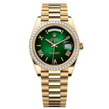 Rolex Day-Date 40 228398TBR-0042 Green Ombré Dial Diamond Bezel Yellow Gold President Watch