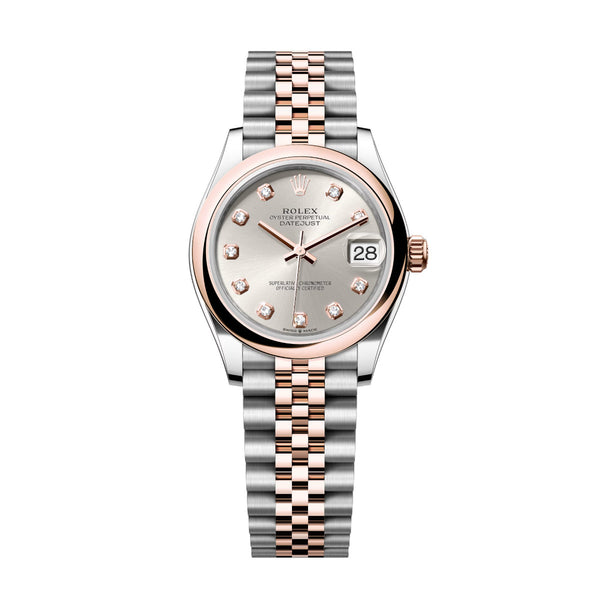 Rolex Datejust 31 Ref. 278241-0016 Silver Diamond-Set Dial Everose Rolesor Jubilee Bracelet