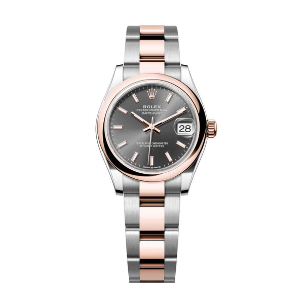 Rolex Datejust 31 278241-0017 Slate Dial Domed Bezel Oyster Bracelet Everose Rolesor Watch