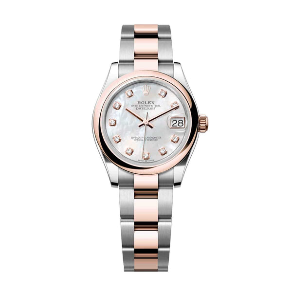 Rolex Datejust 31 278241-0025 White Mother-of-Pearl Diamond Dial Everose Rolesor Oyster Bracelet Watch