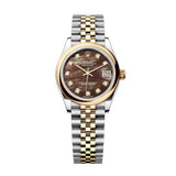 Rolex Datejust 31 Reference 278243-0024 Yellow Rolesor Jubilee Watch with Black Mother-of-Pearl Diamond Dial