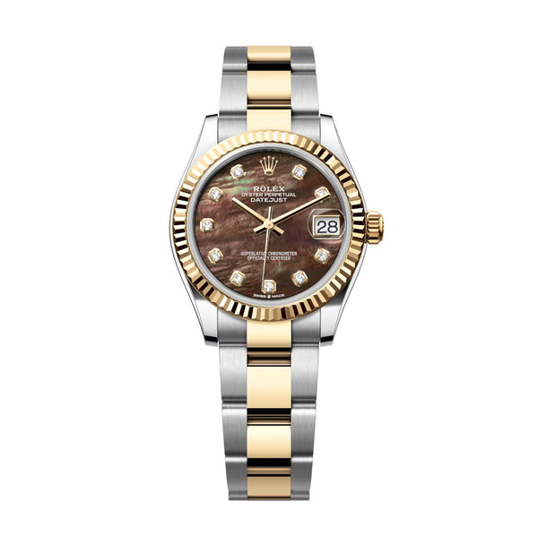 Rolex Datejust 31 278273-0023 Black Mother-of-Pearl Diamond Dial Yellow Rolesor Oyster Watch