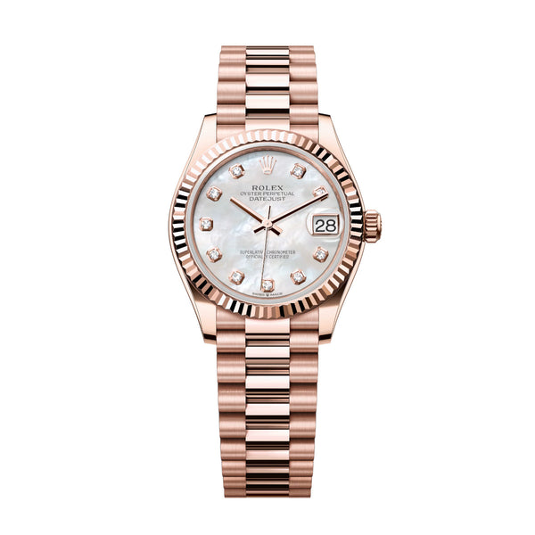 Rolex Datejust 278275-0009 31mm Everose Gold Mother-of-Pearl Diamond Dial President Bracelet