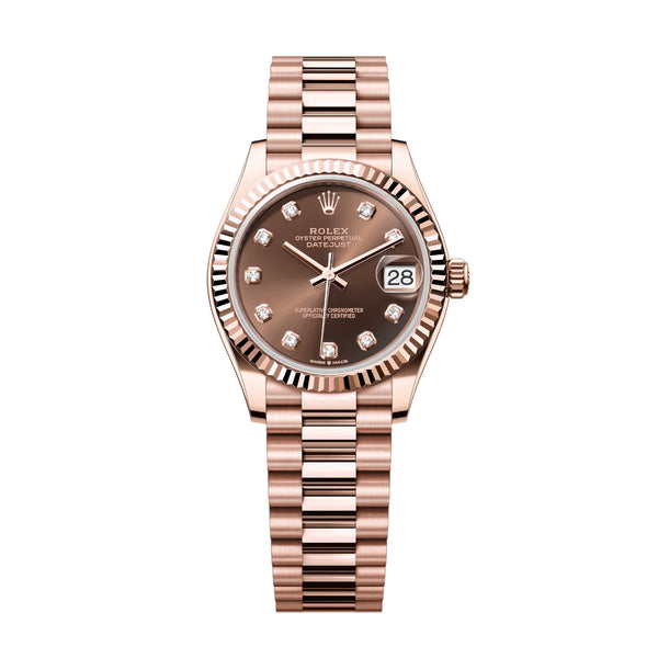 Rolex Datejust 278275-0010 31mm Chocolate Diamond Dial Fluted Bezel President Bracelet