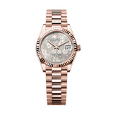 Rolex Datejust 31 278275-0045 Silver Floral Motif Dial 18K Everose Gold President Bracelet