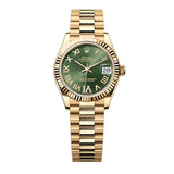 Rolex Datejust 31 278278-0030 Olive Green Diamond Dial Yellow Gold President Bracelet