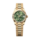 Rolex Datejust 31 Ref. 278278-0046 Olive Green Floral Dial President Bracelet in 18kt Yellow Gold