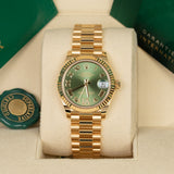 Rolex Datejust 31 278278-0030 Olive Green Diamond Dial Yellow Gold President Bracelet