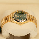 Rolex Datejust 31 278278-0030 Olive Green Diamond Dial Yellow Gold President Bracelet