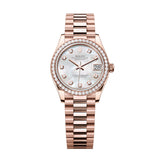 Rolex Datejust 31 278285RBR-0005 White Mother-of-Pearl Diamond Dial Everose Gold President Bracelet