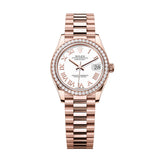 Rolex Datejust 31 278285RBR-0008 White Roman Numeral Dial Diamond Bezel President Bracelet