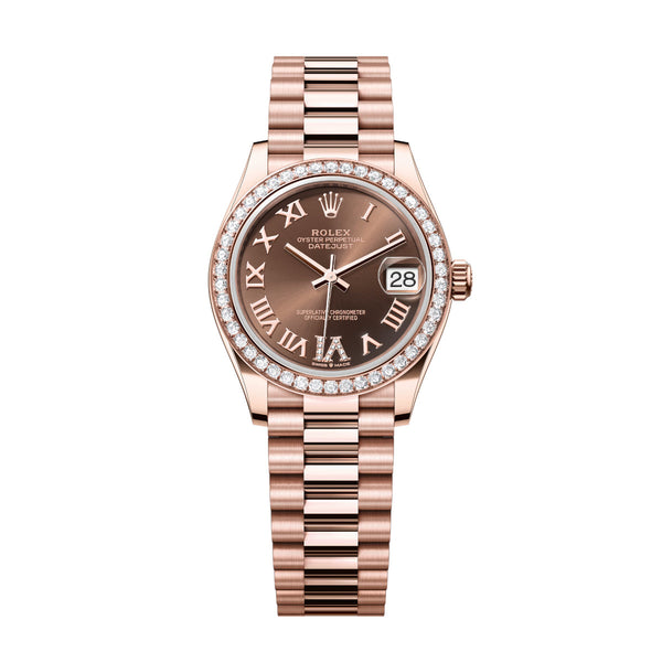 Rolex Datejust 31 278285RBR-0016 Chocolate Diamond Dial 18kt Everose Gold President Bracelet