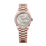 Rolex Datejust 31 278285RBR-0036 Silver Floral Diamond Dial Everose Gold President Bracelet