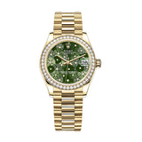 Rolex Datejust 31 278288RBR-0038 Olive Green Floral Diamond Dial 18kt Yellow Gold President Bracelet