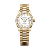 Rolex Datejust 31 278288RBR-0009 White Roman Numeral Dial Diamond Bezel President Bracelet