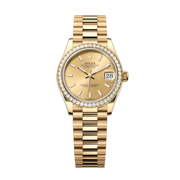 Rolex Datejust 31 278288RBR-0022 Champagne Dial Diamond Bezel President Bracelet