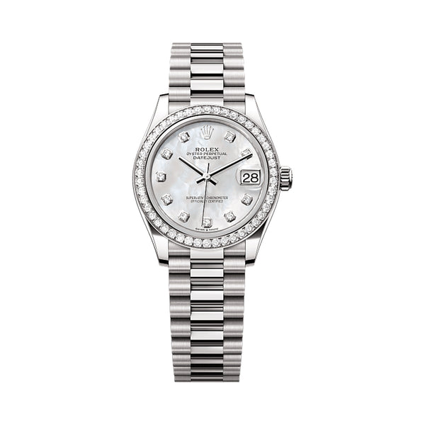 Rolex Datejust 278289RBR Diamond Bezel Mother-of-Pearl Dial 31mm White Gold