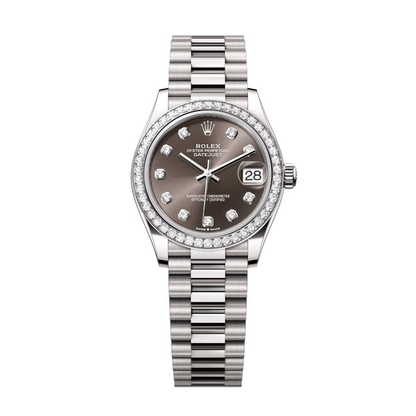 Rolex Datejust 31 278289RBR-0006 Dark Grey Diamond Dial 18kt White Gold President Watch
