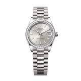 Rolex Datejust 31 278289RBR-0012 Silver Dial Diamond Bezel 18kt White Gold President Bracelet