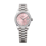 Rolex Datejust 31 278289RBR-0016 Pink Roman Numeral Dial 18kt White Gold President Watch