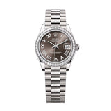 Rolex Datejust 31 278289RBR-0017 Dark Grey Roman Numeral Dial Diamond Bezel 18kt White Gold President Watch