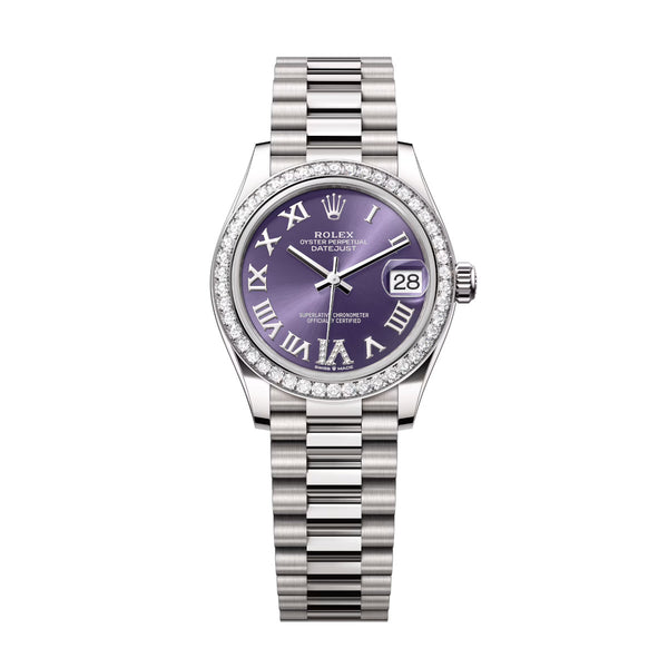 Rolex Datejust 31 278289RBR-0019 Aubergine Diamond Dial 18kt White Gold President Watch