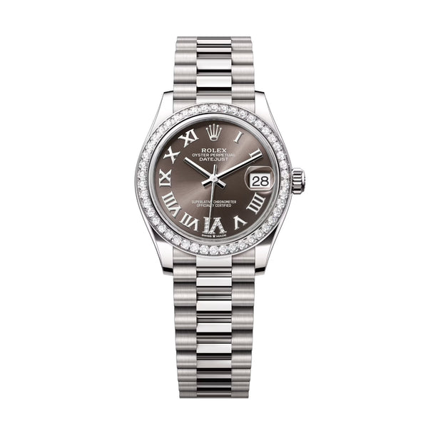 Rolex Datejust 31 278289RBR-0020 Dark Grey Diamond Dial 18kt White Gold President Bracelet