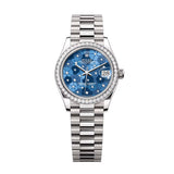 Rolex Datejust 31 278289RBR-0025 Azzurro Blue Floral Diamond Dial 18kt White Gold President Watch