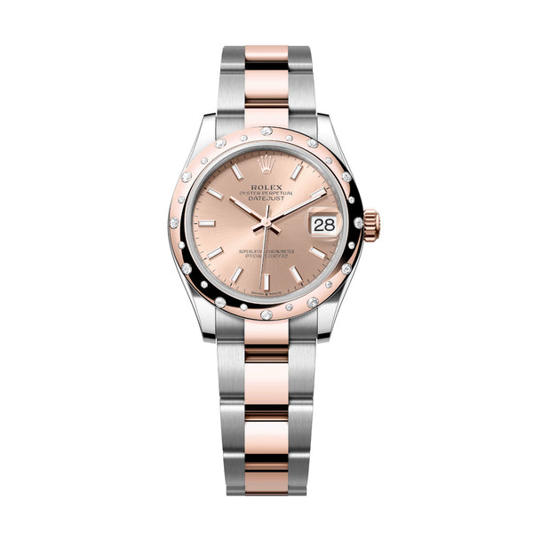Rolex Datejust 31 278341RBR-0009 Rosé Dial Diamond Bezel Oyster Bracelet