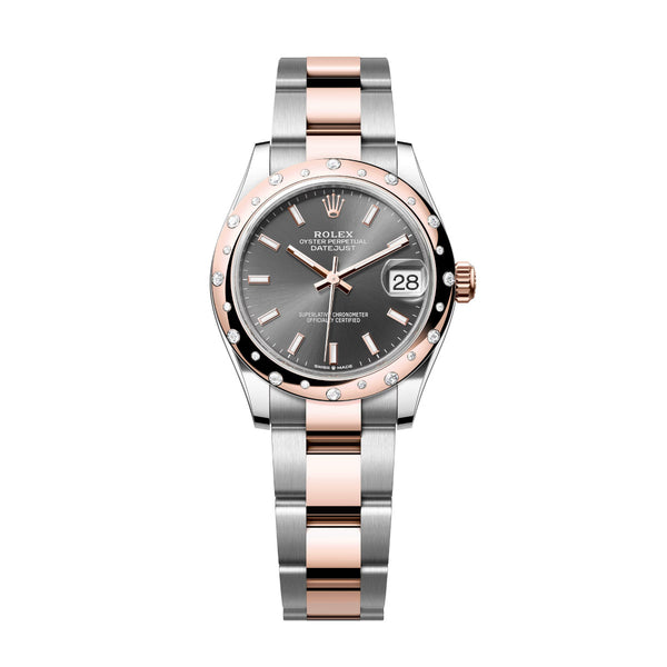 Rolex Datejust 31 278341RBR-0017 Slate Dial Domed Diamond Bezel Oyster Bracelet