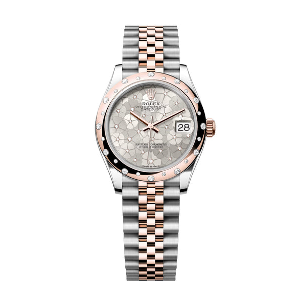 Rolex Datejust 31 278341RBR-0032 Silver Floral Motif Diamond Dial Jubilee Bracelet Watch