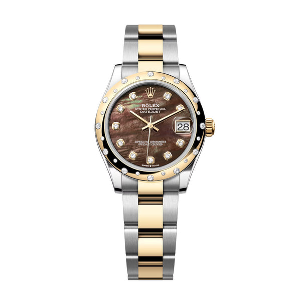 Rolex Datejust 31 278343RBR-0023 Black Mother-of-Pearl Diamond Dial Yellow Rolesor Oyster Watch
