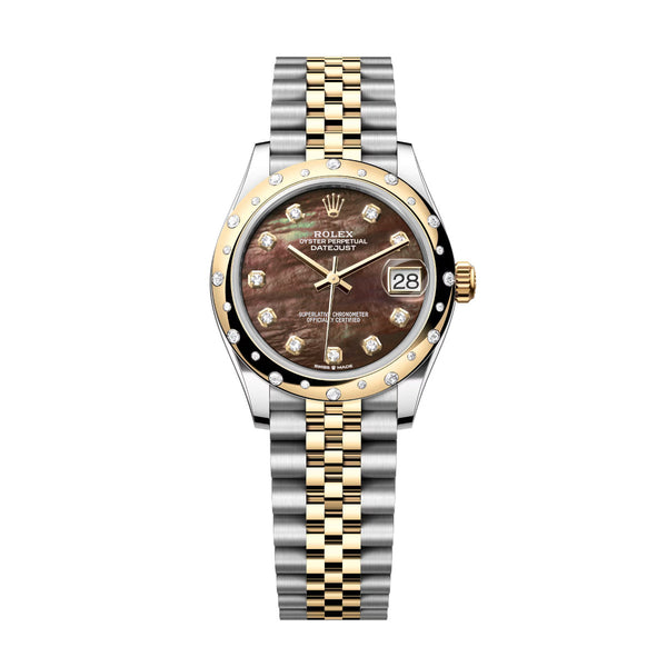 Rolex Datejust 31 278343RBR-0024 Black Mother-of-Pearl Diamond Dial Yellow Rolesor Jubilee Watch