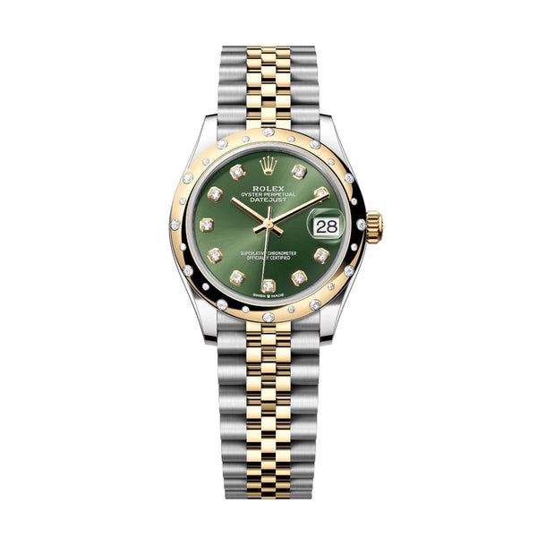 Rolex Datejust 31 278343RBR-0030 Olive Green Diamond Dial Yellow Rolesor Jubilee Bracelet