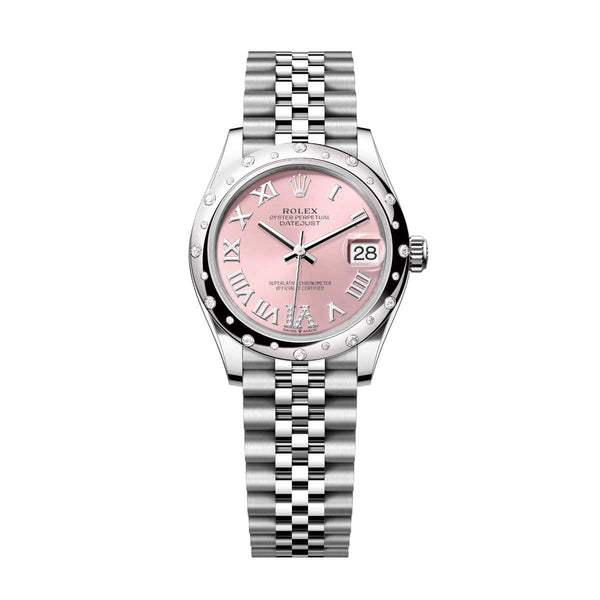 Rolex Datejust 31 278344RBR-0026 Pink Diamond Dial Domed Diamond Bezel Jubilee Watch