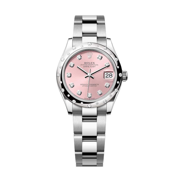 Rolex Datejust 31 278344RBR-0033 Pink Diamond Dial Domed Diamond Bezel Oyster Bracelet